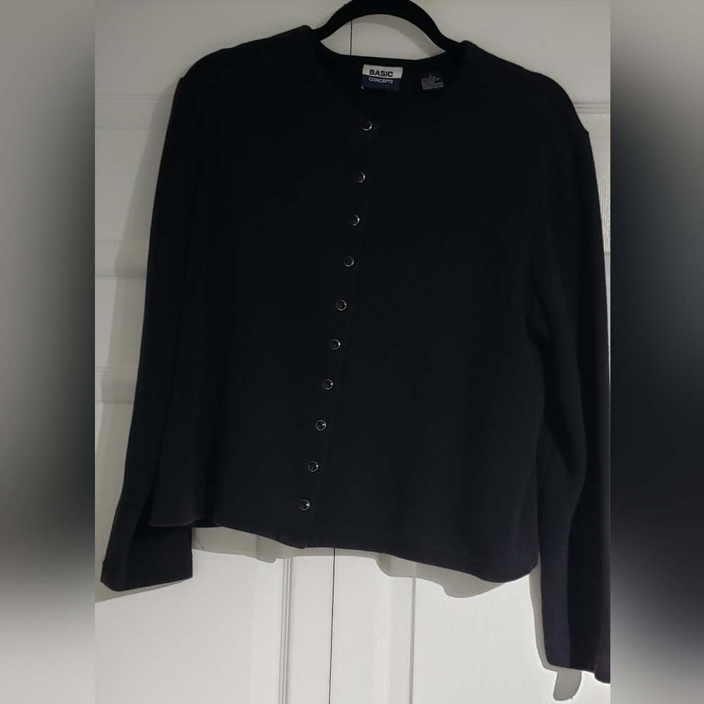 Vintage Basic Concepts Black Size Large long sleeve cardigan